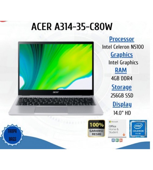 Acer A314  Intel celeron n5100   / ram 4gb | ssd 256 Gb  | 14"  |  W11